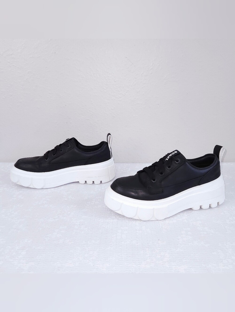 SOREL Caribou X Platform Sneakers Black Leather Waterproof Shoes